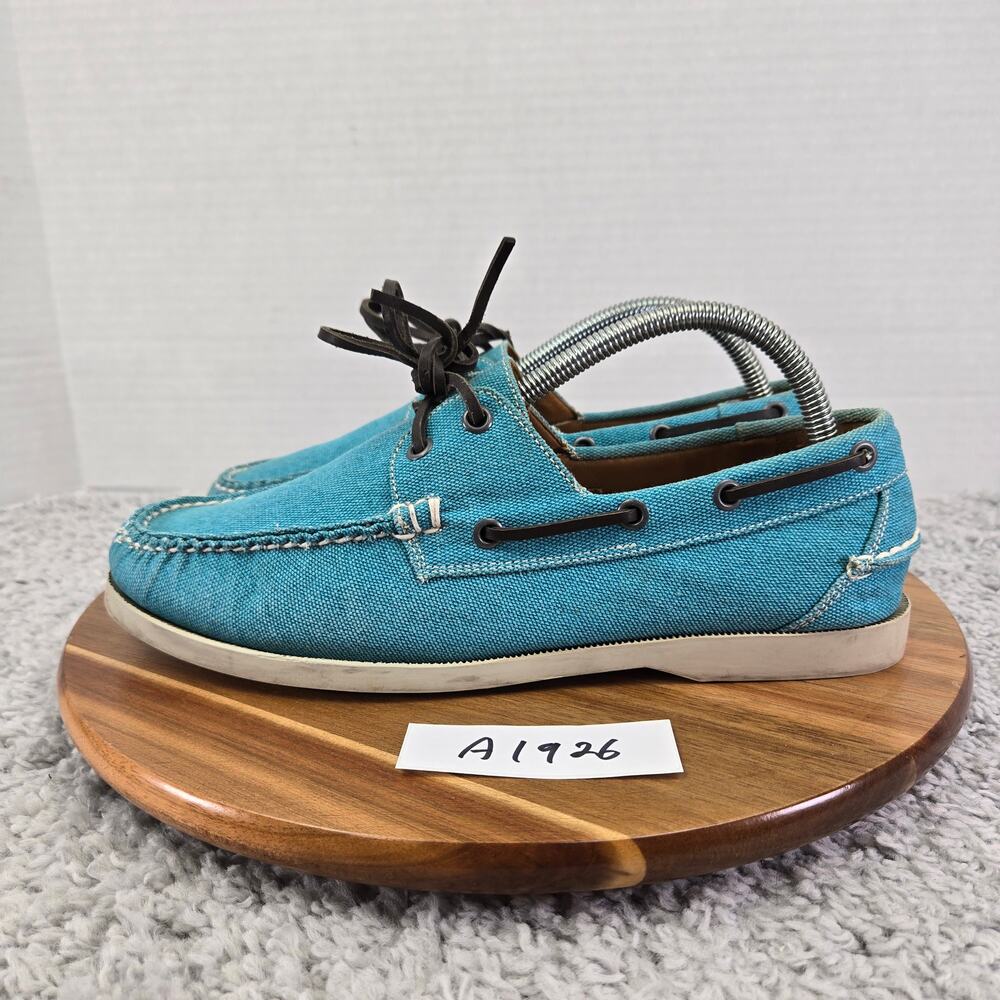Peter Millar Mens 9M Light Blue Canvas Casual Lifestyle Daily Loafer Boat Shoe